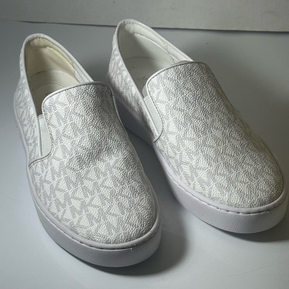 MICHAEL Michael Kors Keaton Slip-On (White Mini MK Logo Coated Canvas/Nappa) - Picture 6 of 16